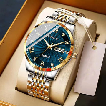 Luxury Men's Watches Round Business Steel Band Luminous Watches Men's Simple Date Clock Quartz Watches