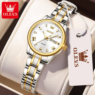 OLEVS 5563 Luxury Quartz Watch for Women Elegant Stainless Steel Women's Watches Gifts Waterproof Fashion Trend Ladies Watch 