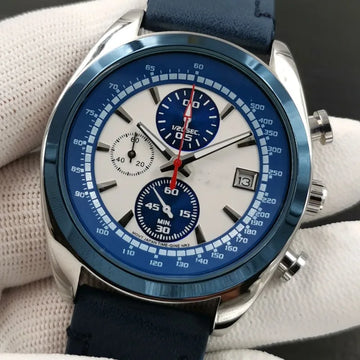 Stylish Men's Dress Watch 6-Hand Movement - Genuine Leather Band Waterproof 50M for Office & Daily Wear