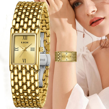 LIGE Luxury Quartz Watch for Women Elegant Stainless Steel Women's Watches Gifts Waterproof Fashion Trend Simple Ladies Watch