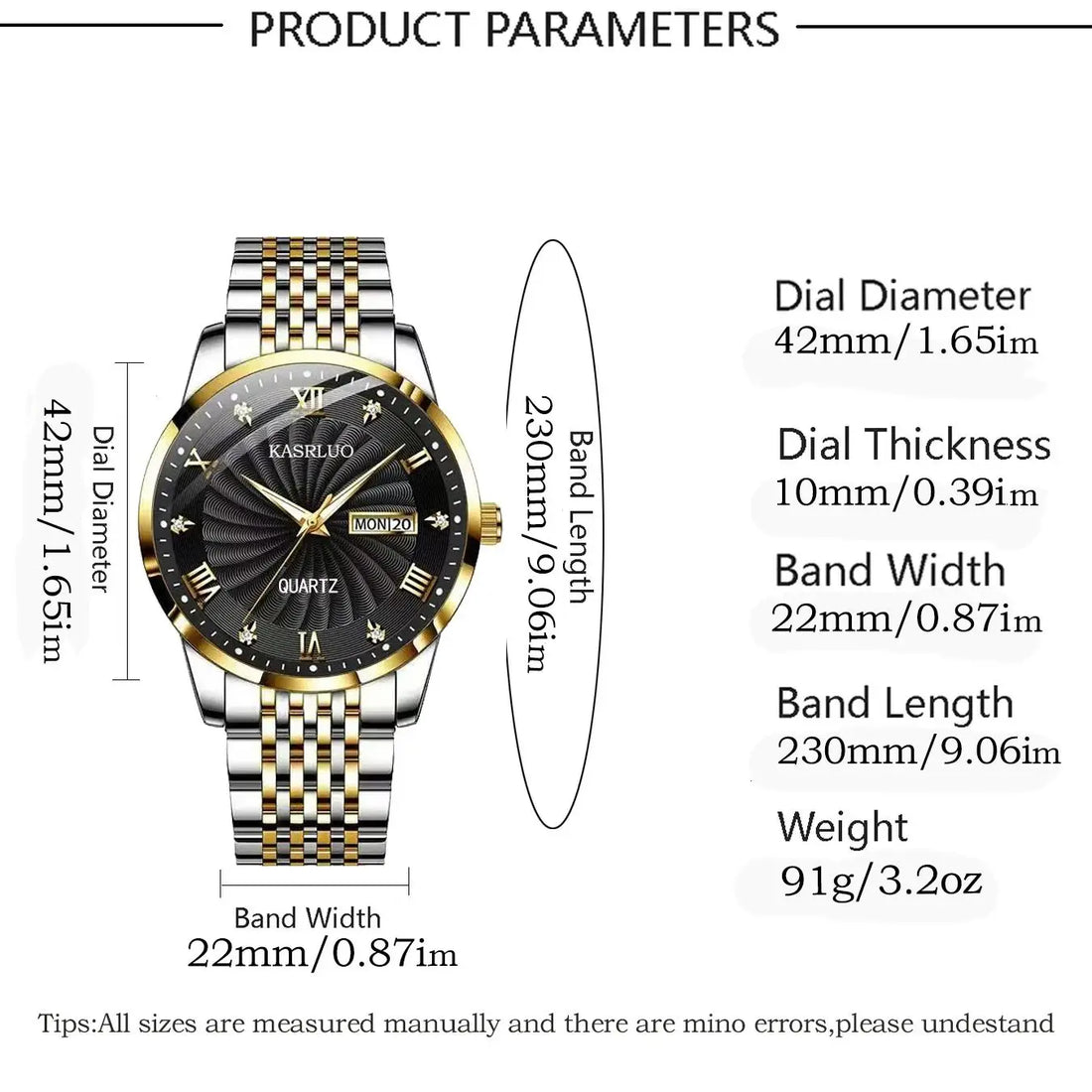 Luxury Men's Watches Round Business Steel Band Luminous Watches Men's Simple Date Clock Quartz Watches