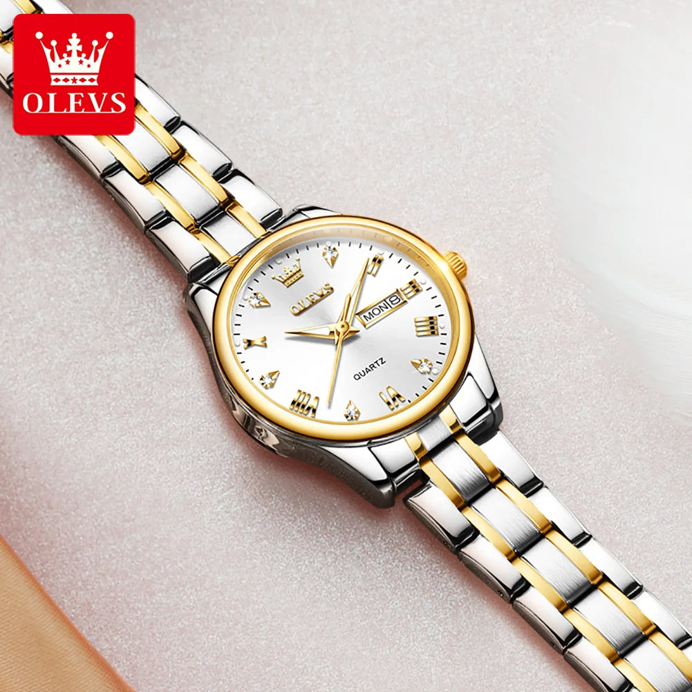 OLEVS 5563 Luxury Quartz Watch for Women Elegant Stainless Steel Women's Watches Gifts Waterproof Fashion Trend Ladies Watch ﻿