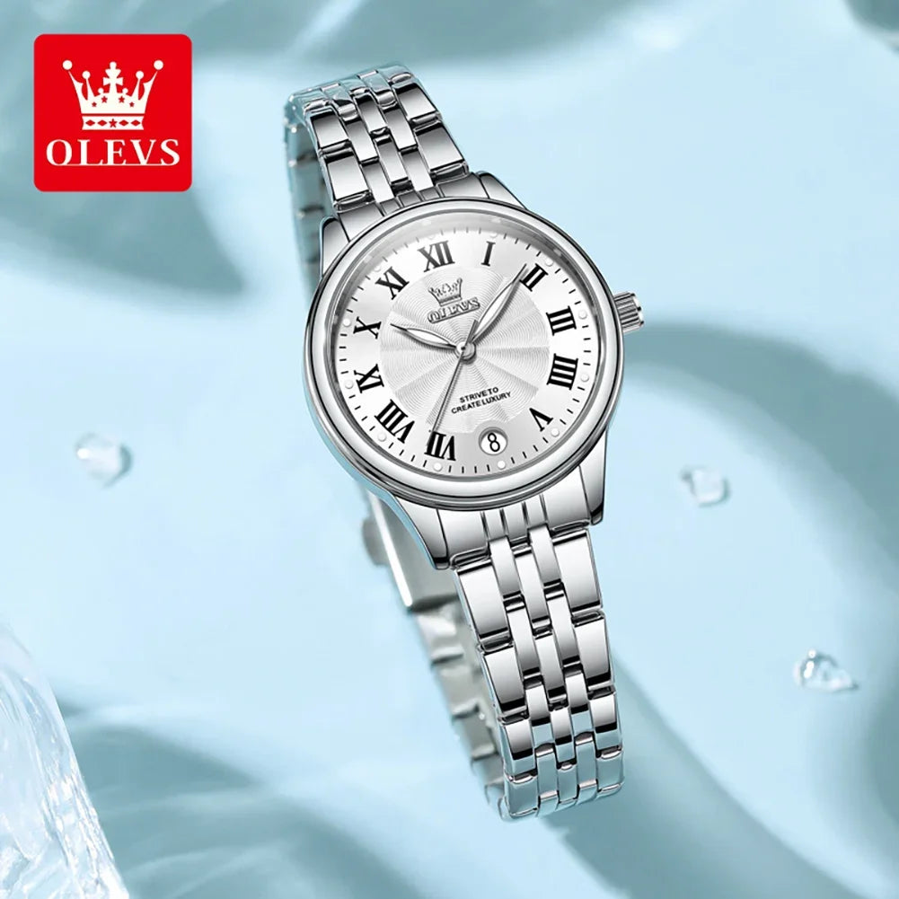 OLEVS Luxury Quartz Watch for Women Elegant Stainless Steel Women's Watches Gifts Waterproof Fashion Trend Simple Ladies Watch