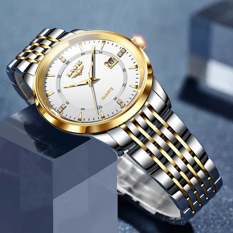 LIGE New Waterproof Watches Women Fashion Women's Bracelet Watch Top Brand Luxury Date Quartz Watch for Women Relogio Feminino