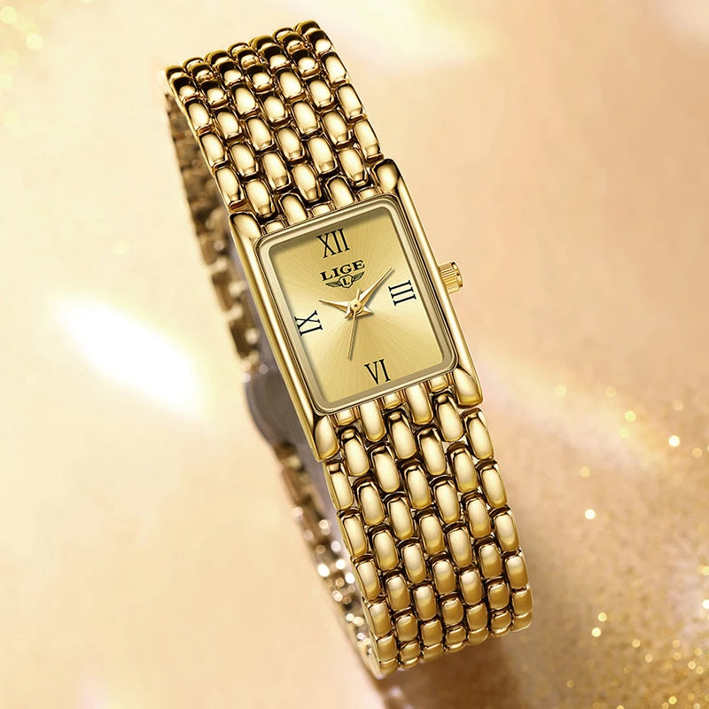 LIGE Luxury Quartz Watch for Women Elegant Stainless Steel Women's Watches Gifts Waterproof Fashion Trend Simple Ladies Watch