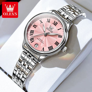 OLEVS Luxury Quartz Watch for Women Elegant Stainless Steel Women's Watches Gifts Waterproof Fashion Trend Simple Ladies Watch