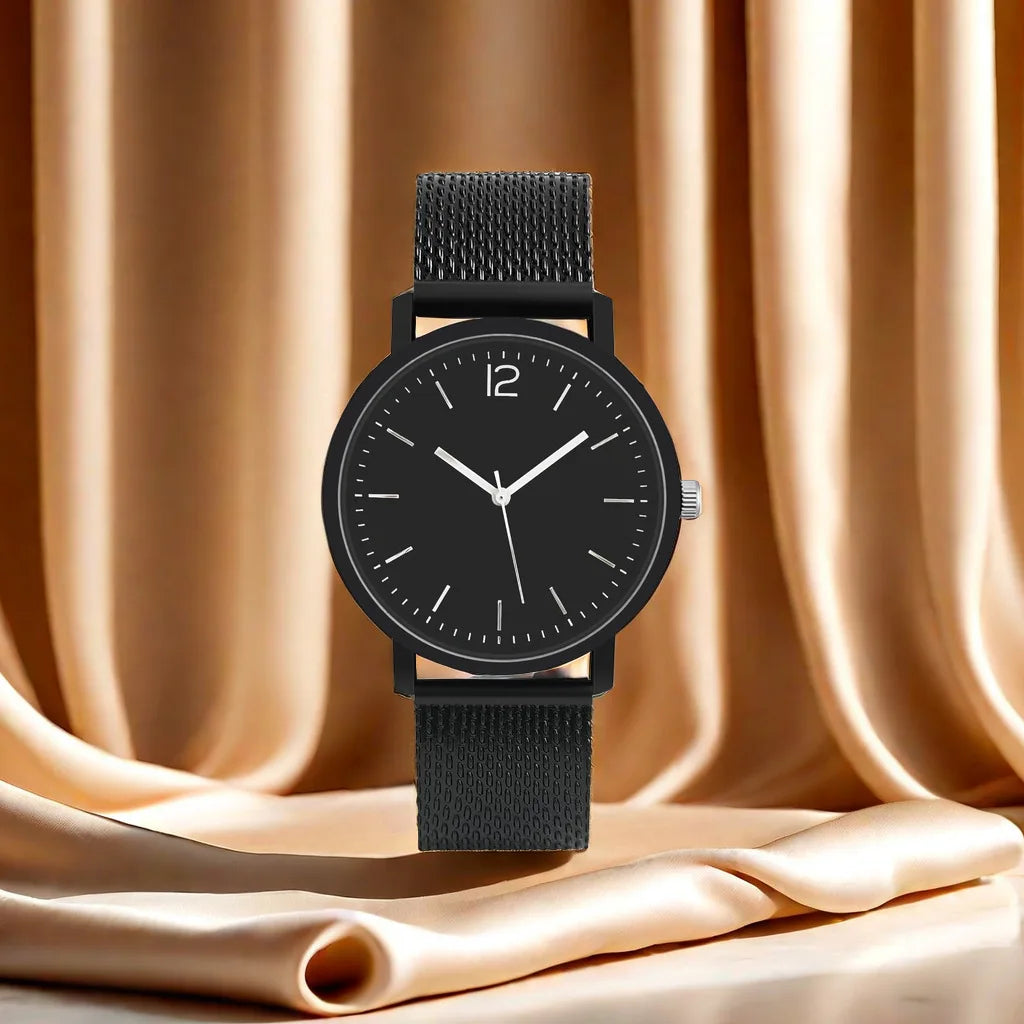 2 Piece Set Of Fashionable And Minimalist Couple's Watch, Black Minimalist Watch, Lightweight And Luxurious Minimalist Watch