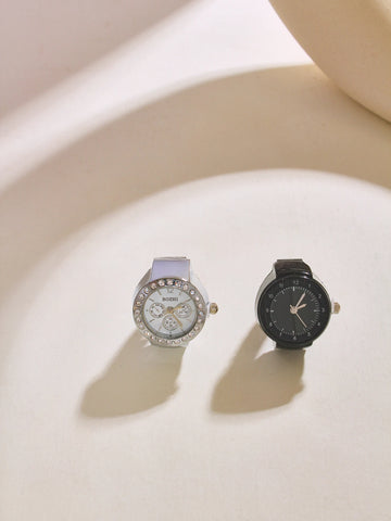 Mini Vintage Finger Ring Watch Round Creative Quartz Watches Fashion Couple Watches Accessories