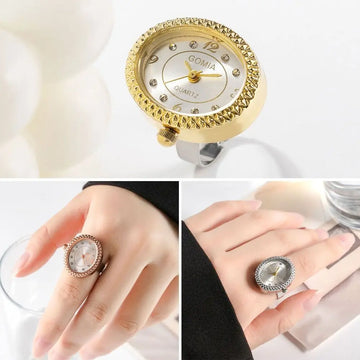 Alloy Digital Couple Watch Ring Fashion Retro Quartz Elastic Rings Jewelry Gift Round Quartz Finger Rings Women