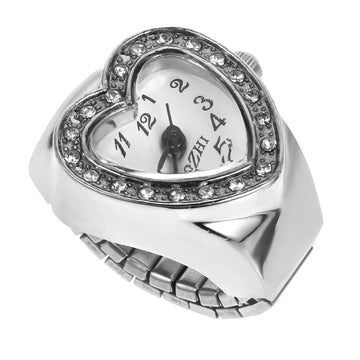 Vintage Elastic Finger Watch Mini Elastic Strap Alloy Watches Couple Ring Jewelry Clock Retro Roman Quartz Watch Ring Women Girl