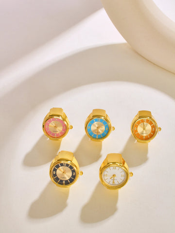 Mini Vintage Finger Ring Watch Round Creative Quartz Watches Fashion Couple Watches Accessories